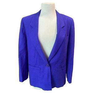 VTG Blue Pendleton Petite Women’s Boxy Boyfriend Blazer Jacket Sz 10 100% Wool